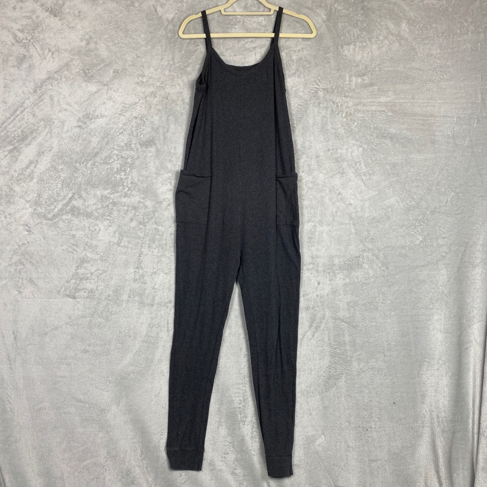Paper Label Nicola Jumpsuit Gray Cotton Knit Sleeveless with Pockets Large